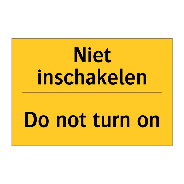 Niet inschakelen - Do not turn on