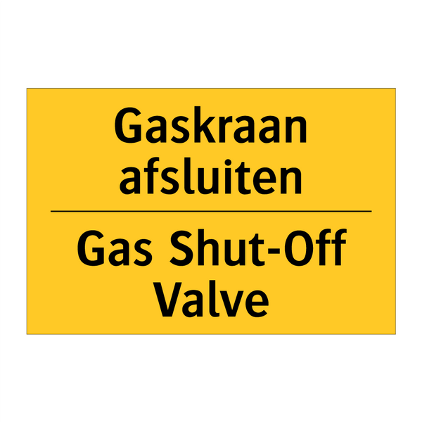 Gaskraan afsluiten - Gas Shut-Off Valve