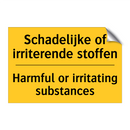 Schadelijke of irriterende stoffen - Harmful or irritating substances