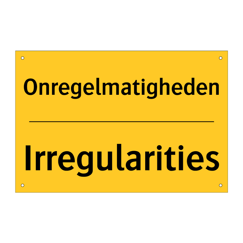 Onregelmatigheden - Irregularities