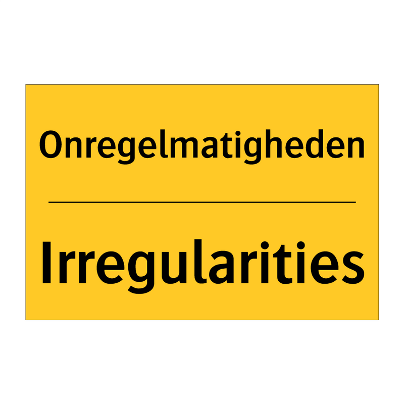 Onregelmatigheden - Irregularities