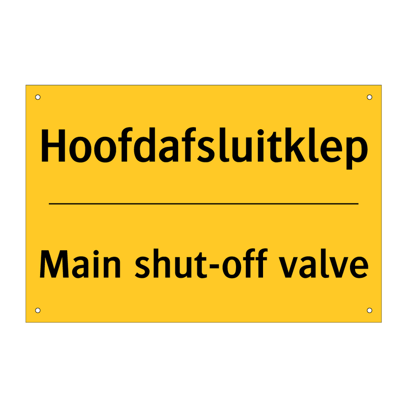 Hoofdafsluitklep - Main shut-off valve