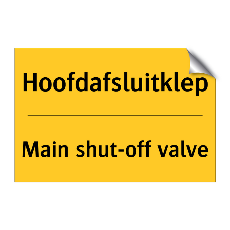 Hoofdafsluitklep - Main shut-off valve