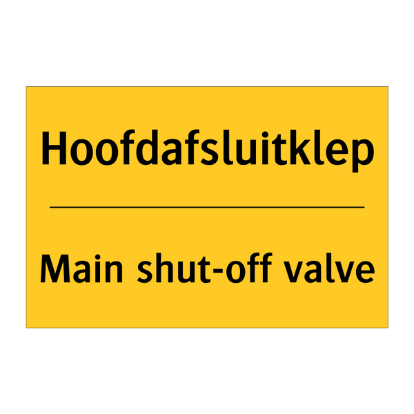 Hoofdafsluitklep - Main shut-off valve