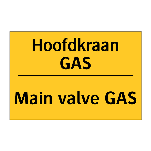 Hoofdkraan GAS - Main valve GAS