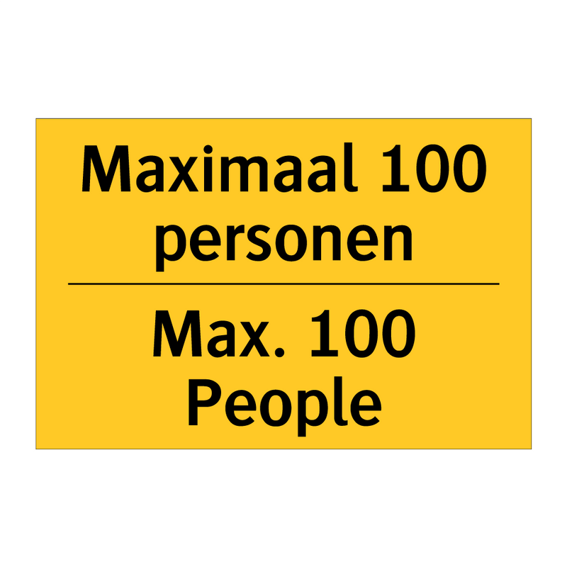 Maximaal 100 personen - Max. 100 People