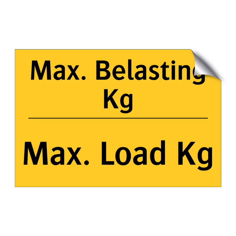 Max. Belasting Kg - Max. Load Kg