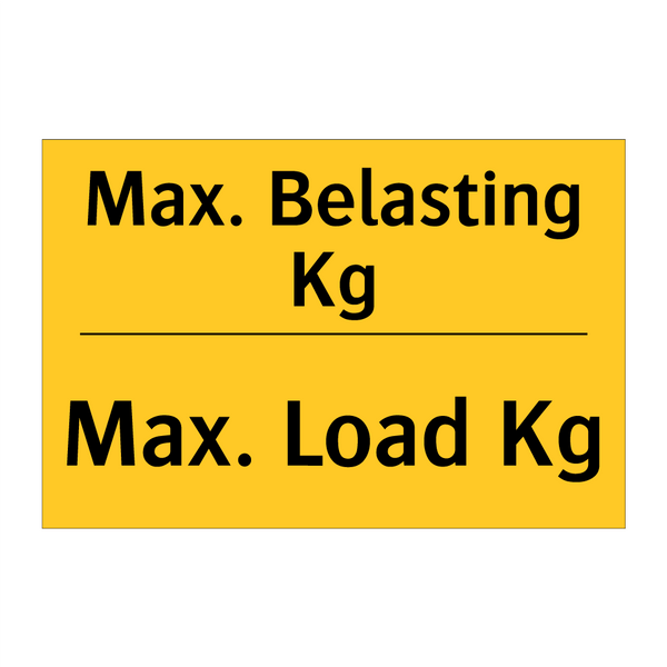 Max. Belasting Kg - Max. Load Kg