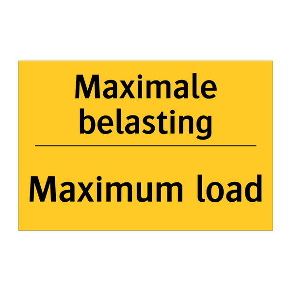 Maximale belasting - Maximum load
