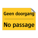 Geen doorgang - No passage