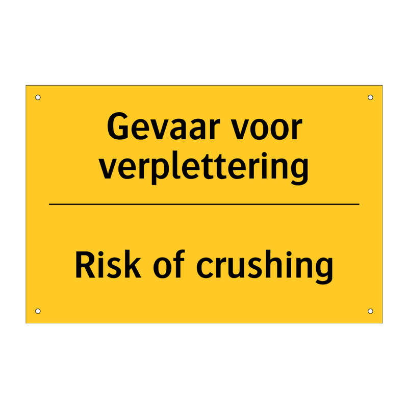 Gevaar voor verplettering - Risk of crushing