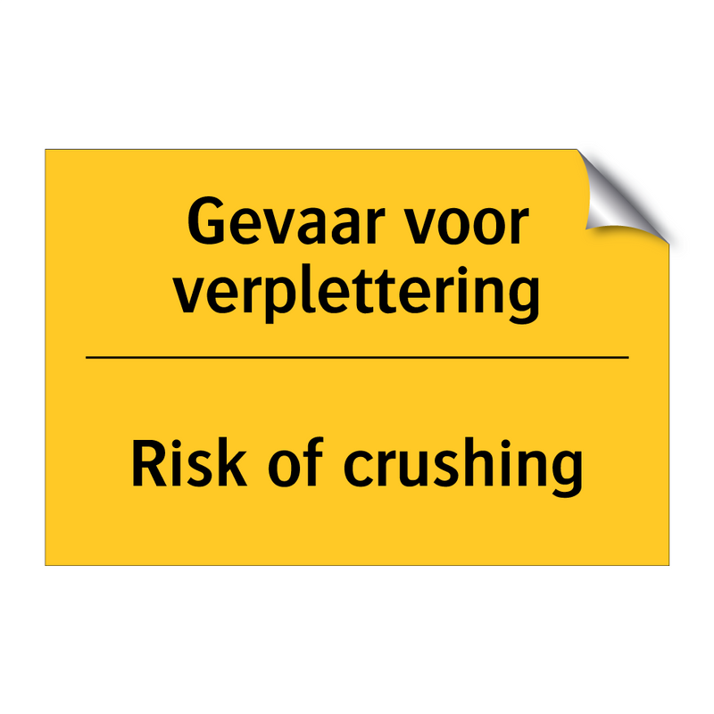 Gevaar voor verplettering - Risk of crushing