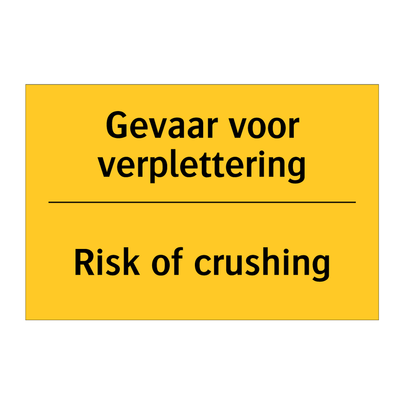 Gevaar voor verplettering - Risk of crushing