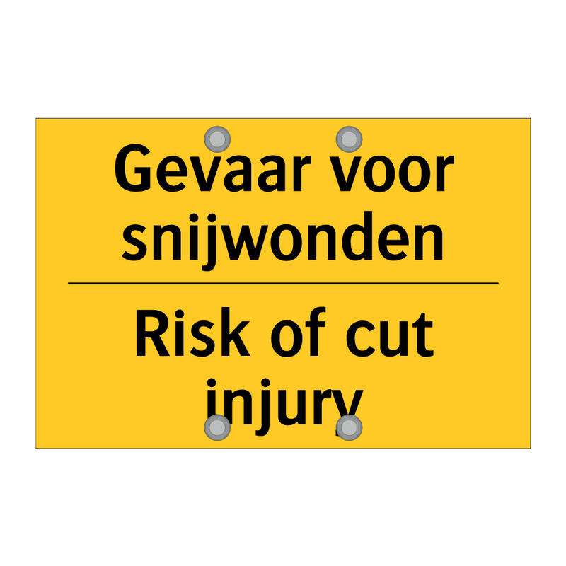 Gevaar voor snijwonden - Risk of cut injury