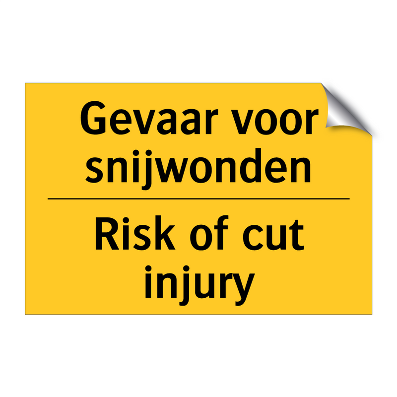 Gevaar voor snijwonden - Risk of cut injury
