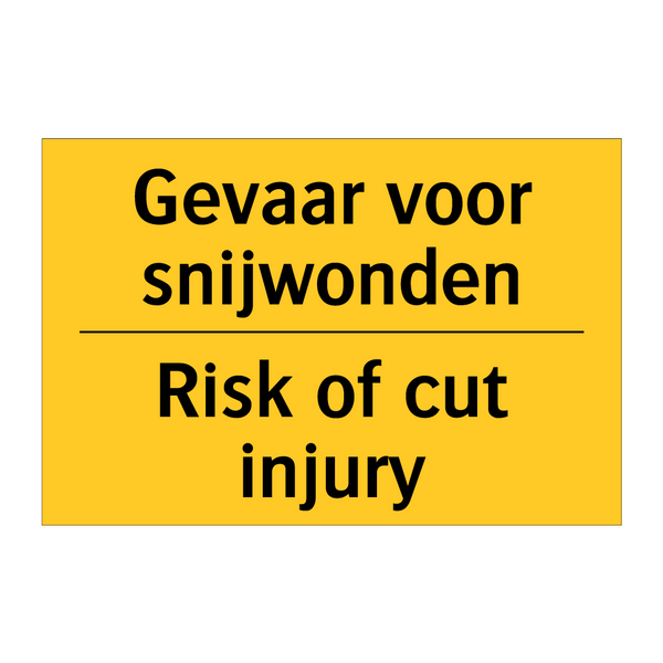 Gevaar voor snijwonden - Risk of cut injury