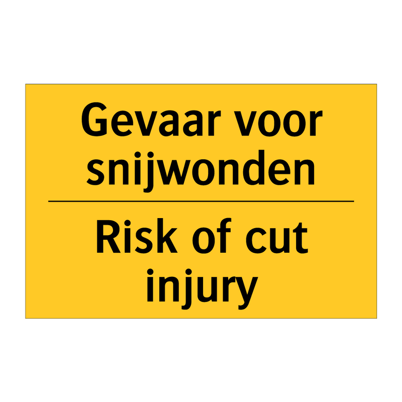 Gevaar voor snijwonden - Risk of cut injury