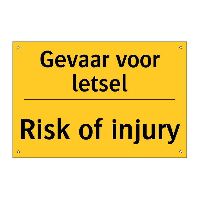 Gevaar voor letsel - Risk of injury