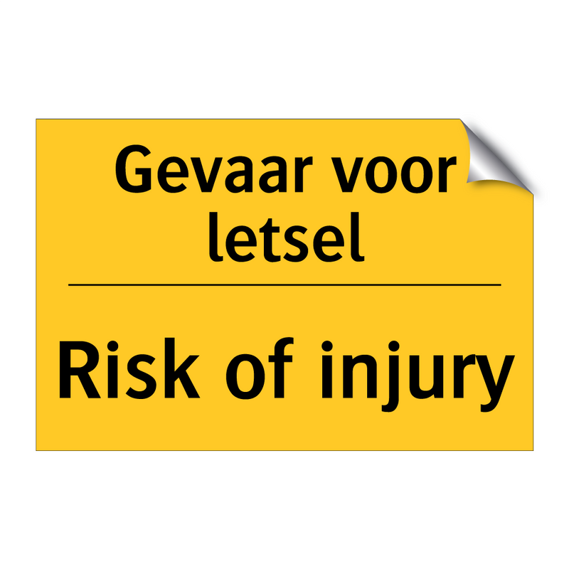Gevaar voor letsel - Risk of injury