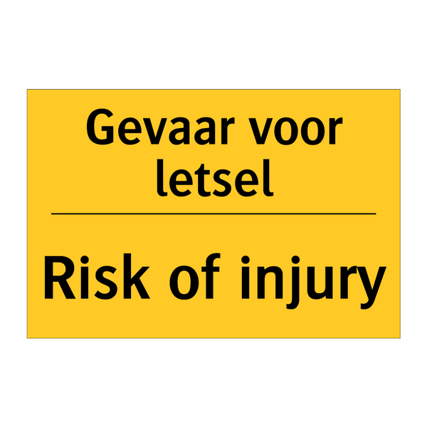 Gevaar voor letsel - Risk of injury