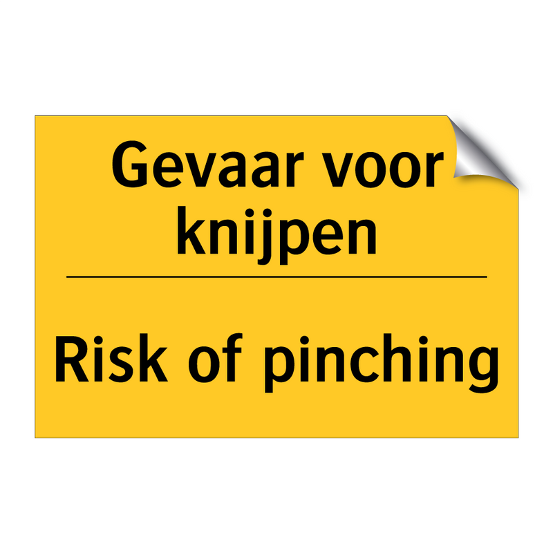 Gevaar voor knijpen - Risk of pinching