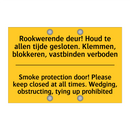 Rookwerende deur! Houd te allen /.../ - Smoke protection door! Please /.../