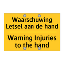 Waarschuwing Letsel aan de hand - Warning Injuries to the hand