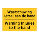 Waarschuwing Letsel aan de hand - Warning Injuries to the hand