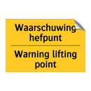 Waarschuwing hefpunt - Warning lifting point