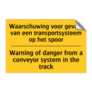 Waarschuwing voor gevaar van een /.../ - Warning of danger from a conveyor /.../