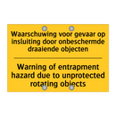Waarschuwing voor gevaar op insluiting /.../ - Warning of entrapment hazard due /.../