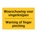 Waarschuwing voor vingerknijpen - Warning of finger pinching