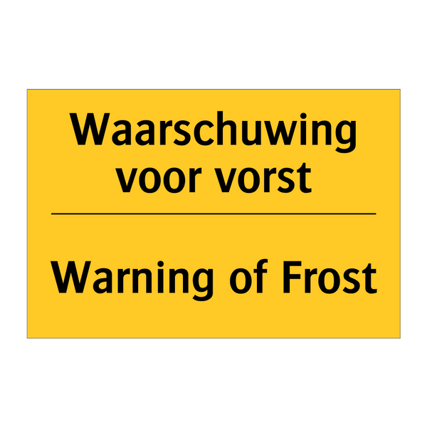 Waarschuwing voor vorst - Warning of Frost