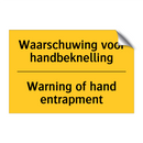 Waarschuwing voor handbeknelling - Warning of hand entrapment
