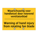 Waarschuwing voor handletsel door /.../ - Warning of hand injury from rotating /.../