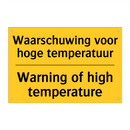 Waarschuwing voor hoge temperatuur - Warning of high temperature
