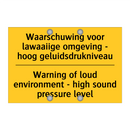 Waarschuwing voor lawaaiige omgeving /.../ - Warning of loud environment - /.../