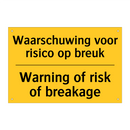 Waarschuwing voor risico op breuk - Warning of risk of breakage
