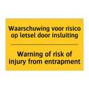 Waarschuwing voor risico op letsel door insluiting - Warning of risk of injury from entrapment