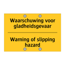 Waarschuwing voor gladheidsgevaar - Warning of slipping hazard