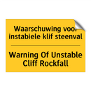 Waarschuwing voor instabiele klif steenval - Warning Of Unstable Cliff Rockfall