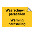 Waarschuwing parasailen - Warning parasailing