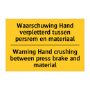Waarschuwing Hand verpletterd /.../ - Warning Hand crushing between /.../