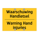 Waarschuwing Handletsel - Warning Hand injuries