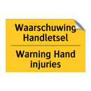 Waarschuwing Handletsel - Warning Hand injuries