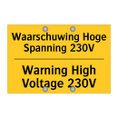 Waarschuwing Hoge Spanning 230V - Warning High Voltage 230V