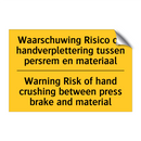 Waarschuwing Risico op handverplettering /.../ - Warning Risk of hand crushing /.../