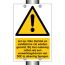 Let op: Elke diefstal en vandalisme zal worden gemeld. Bij niet-naleving zullen wij een verwerkingskosten van 50€ in rekening brengen