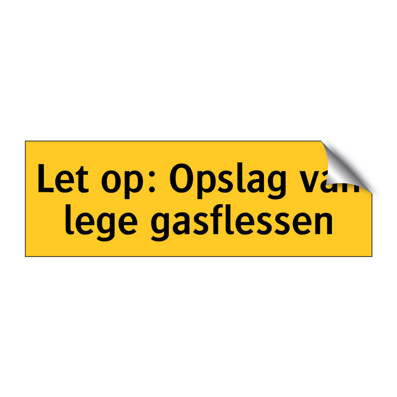 Let op: Opslag van lege gasflessen