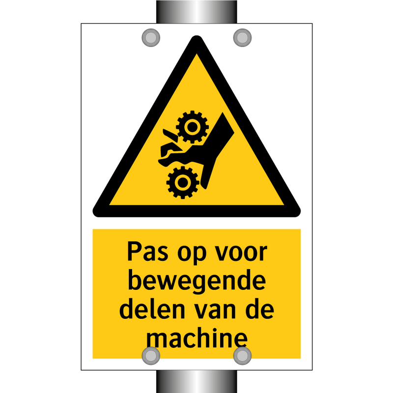 Pas op voor bewegende delen van de machine